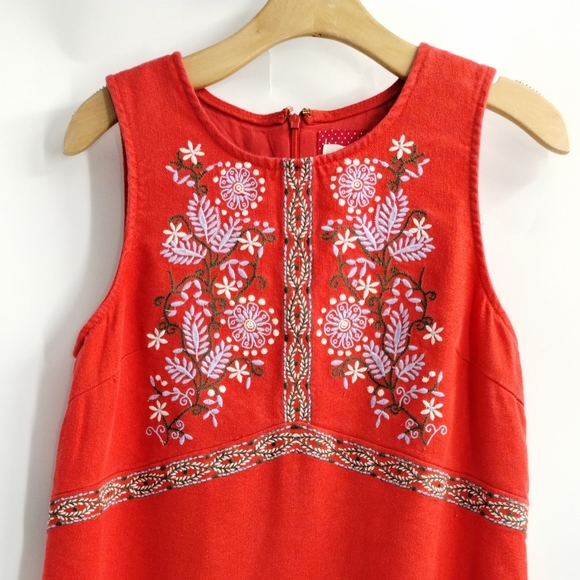 Anthropologie Aiko Red Embroidered Shift Dress - Picture 4 of 15